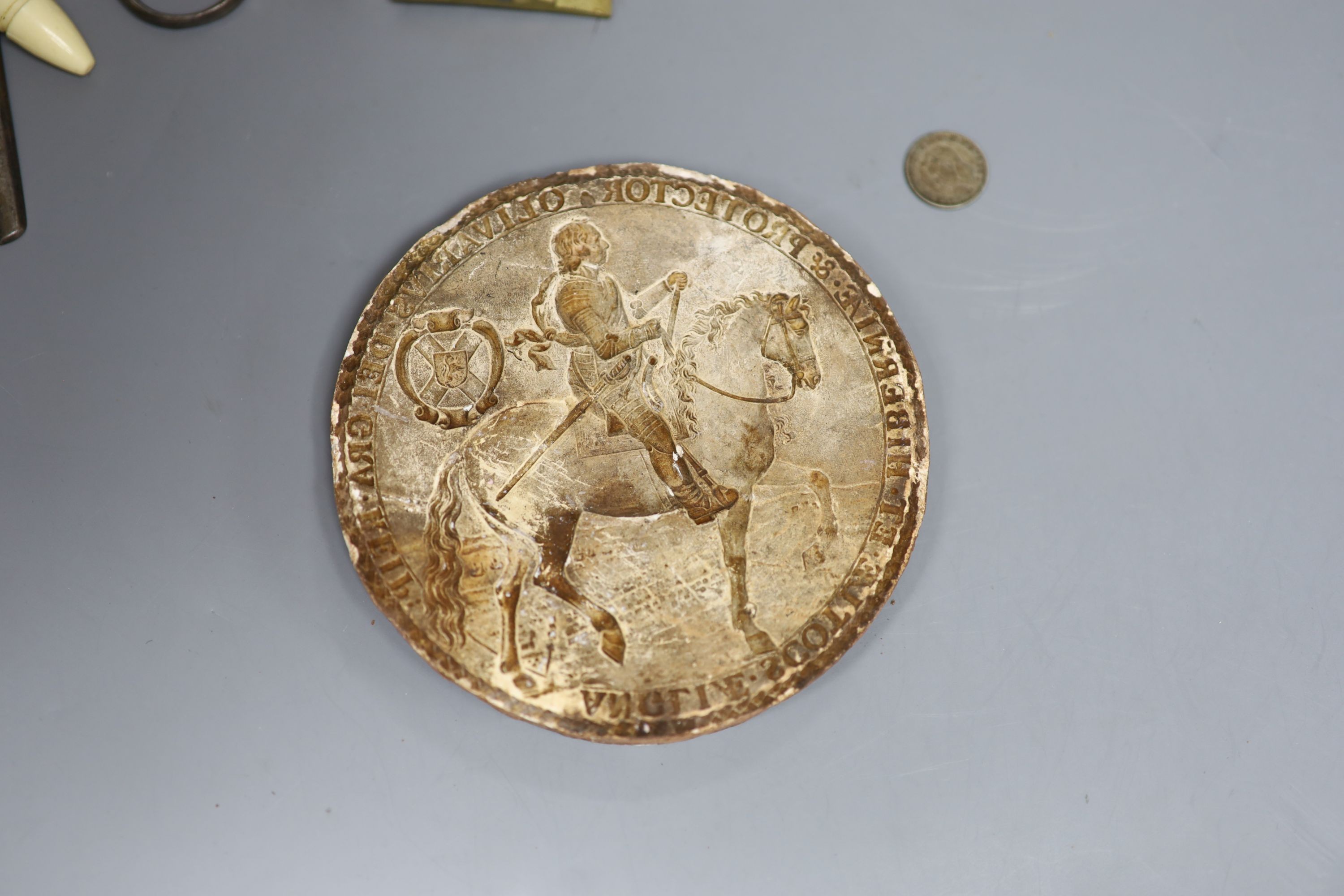 A 19th century valentine card, six pence pieces and mixed collectables